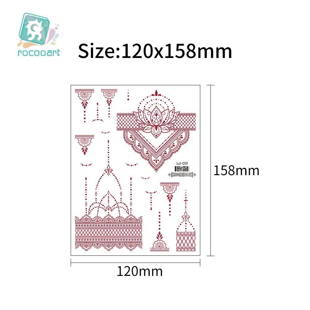 New European and American Cross-border White Red Tattoo Sticker Henna Lace Mandala Flower Waterproof Long-lasting Tattoo Sticker for Women