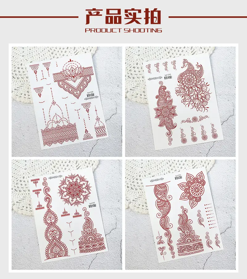 New European and American Cross-border White Red Tattoo Sticker Henna Lace Mandala Flower Waterproof Long-lasting Tattoo Sticker for Women — feature 5