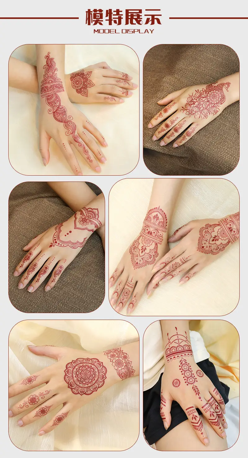 New European and American Cross-border White Red Tattoo Sticker Henna Lace Mandala Flower Waterproof Long-lasting Tattoo Sticker for Women — feature 9