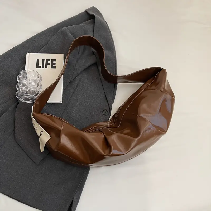 Brown Leather Underarm Bag for Women 2024 - Image 2