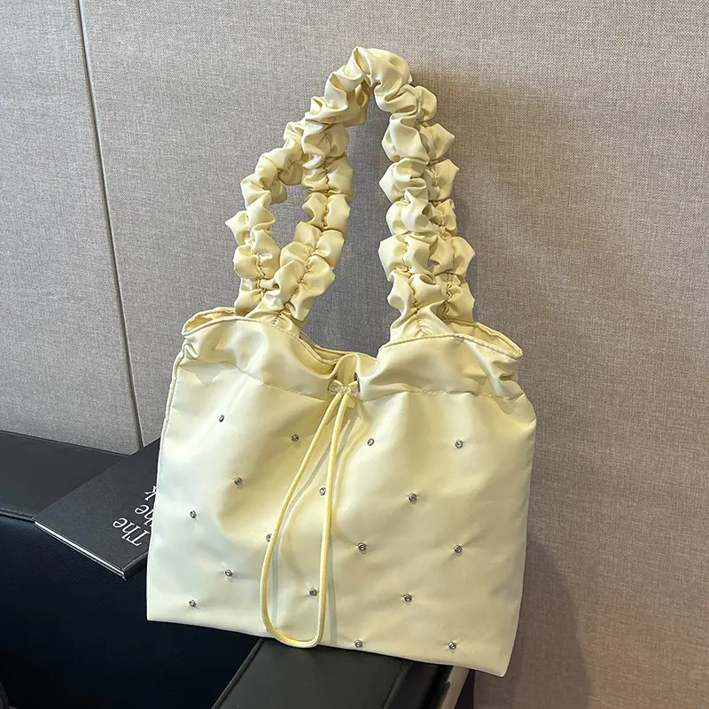 Fresh Style Pleated Tote Bag Women Summer 2024 - Image 5