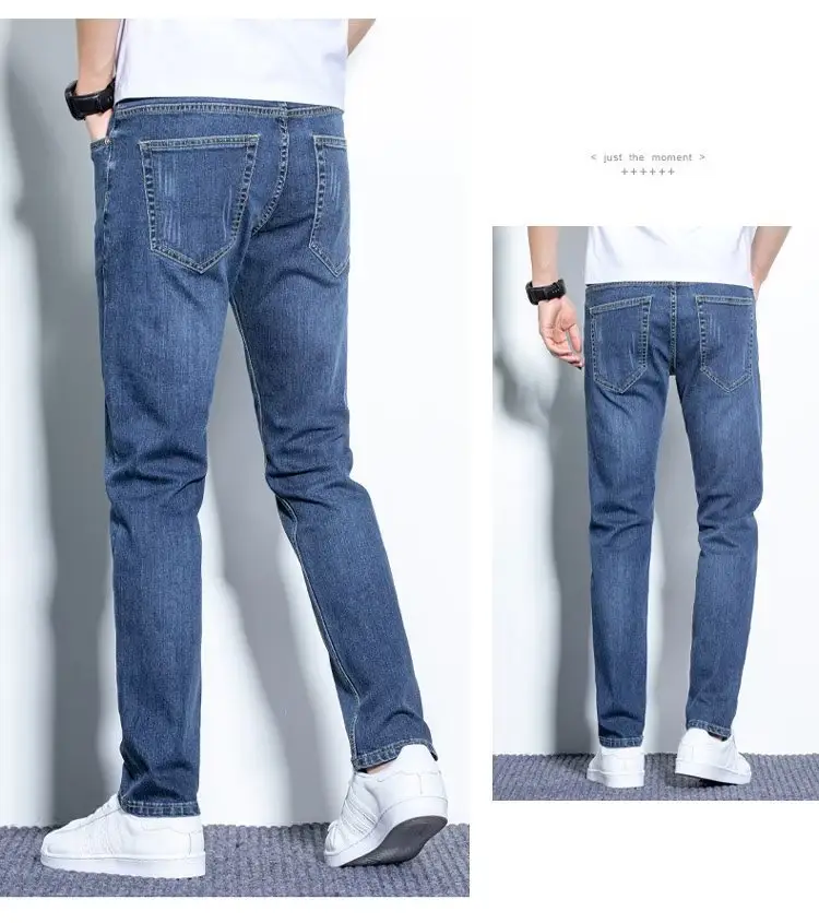 Men Stretch Straight Leg Jeans Korean Style Slim Fit — feature 11