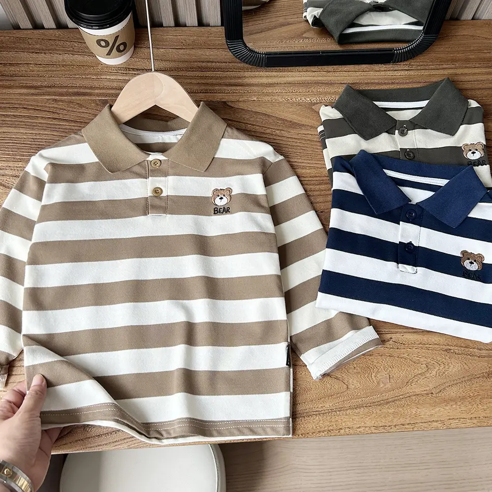 Boys Striped Polo Shirt Autumn Spring Suit — feature 2
