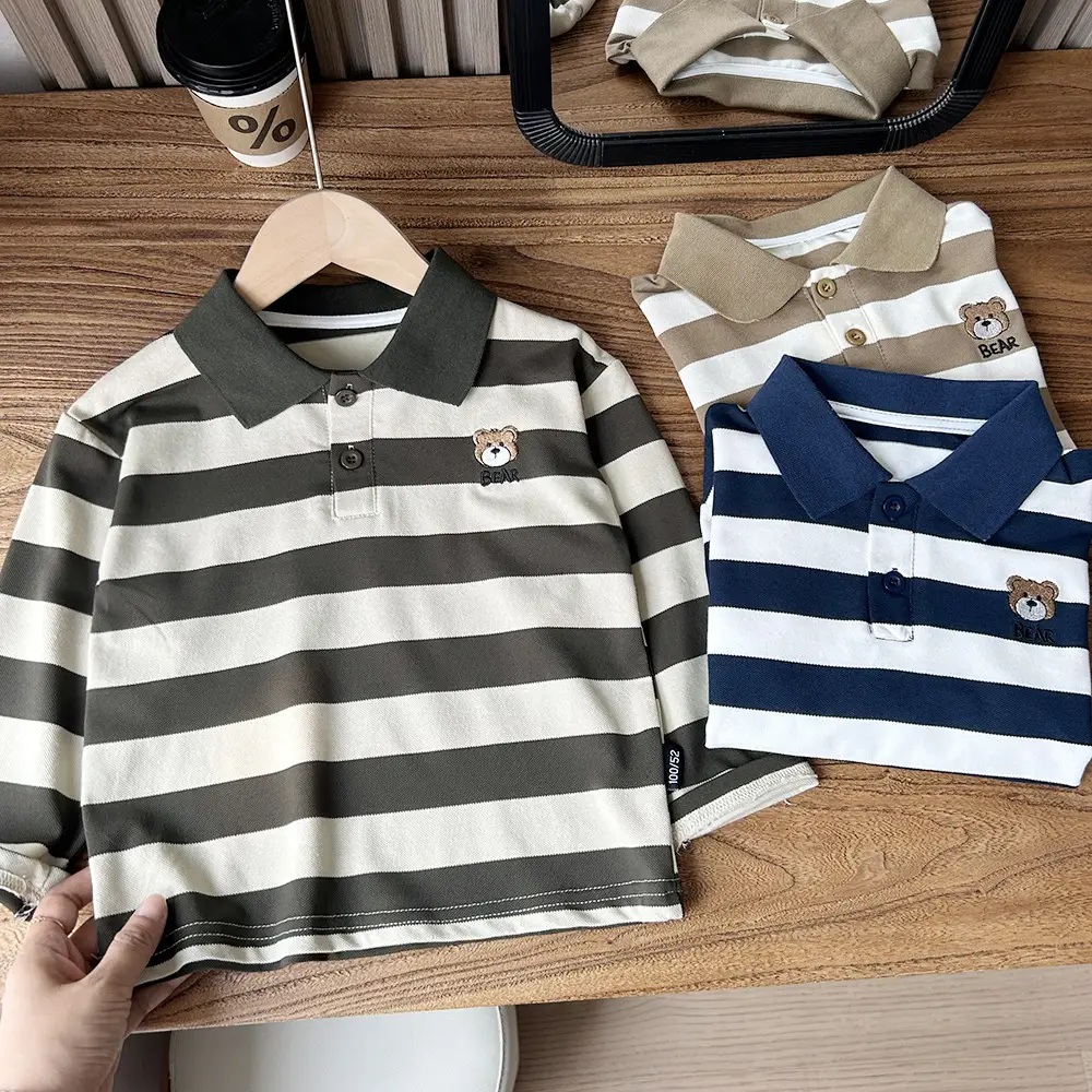 Boys Striped Polo Shirt Autumn Spring Suit — feature 3