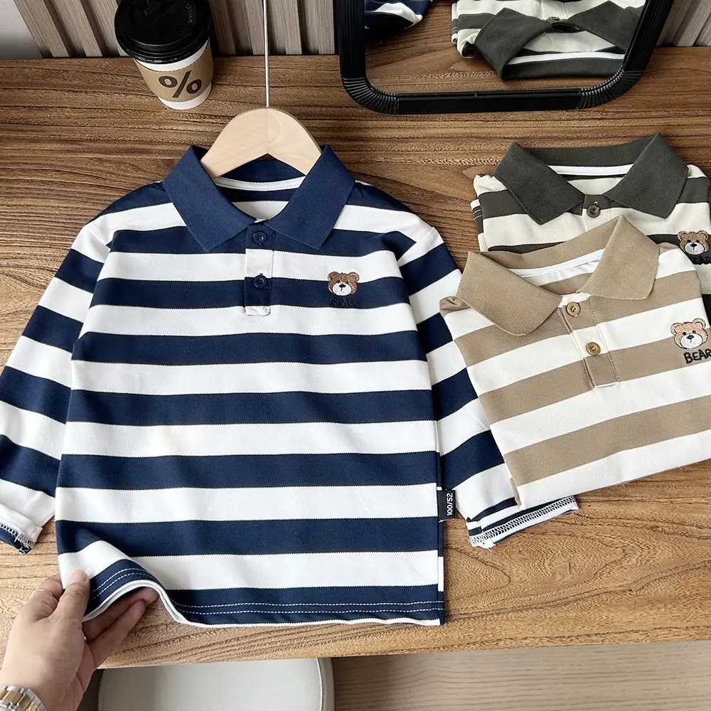 Boys Striped Polo Shirt Autumn Spring Suit — feature 4