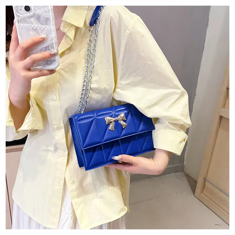 Blue Rhombic Chain Shoulder Bag 2024 New Style — feature 16