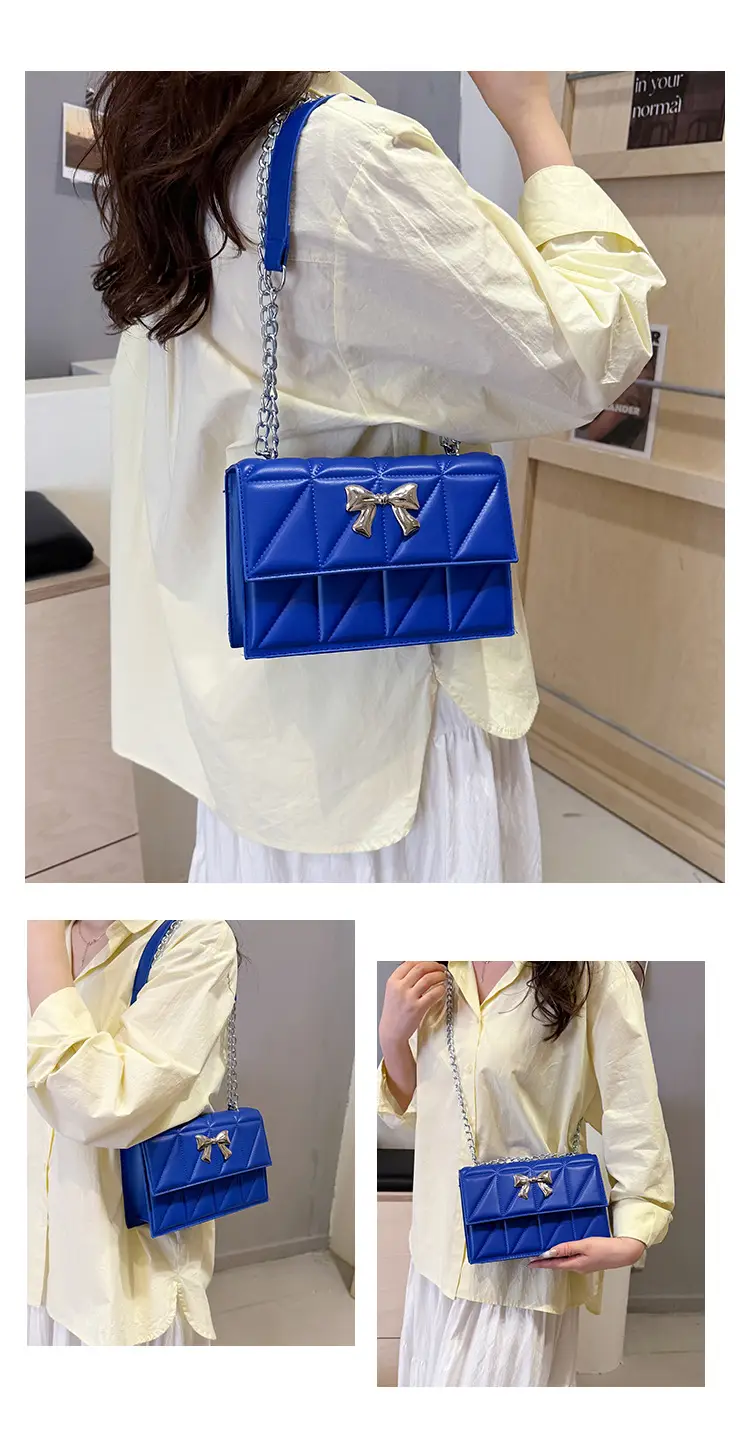 Blue Rhombic Chain Shoulder Bag 2024 New Style — feature 25