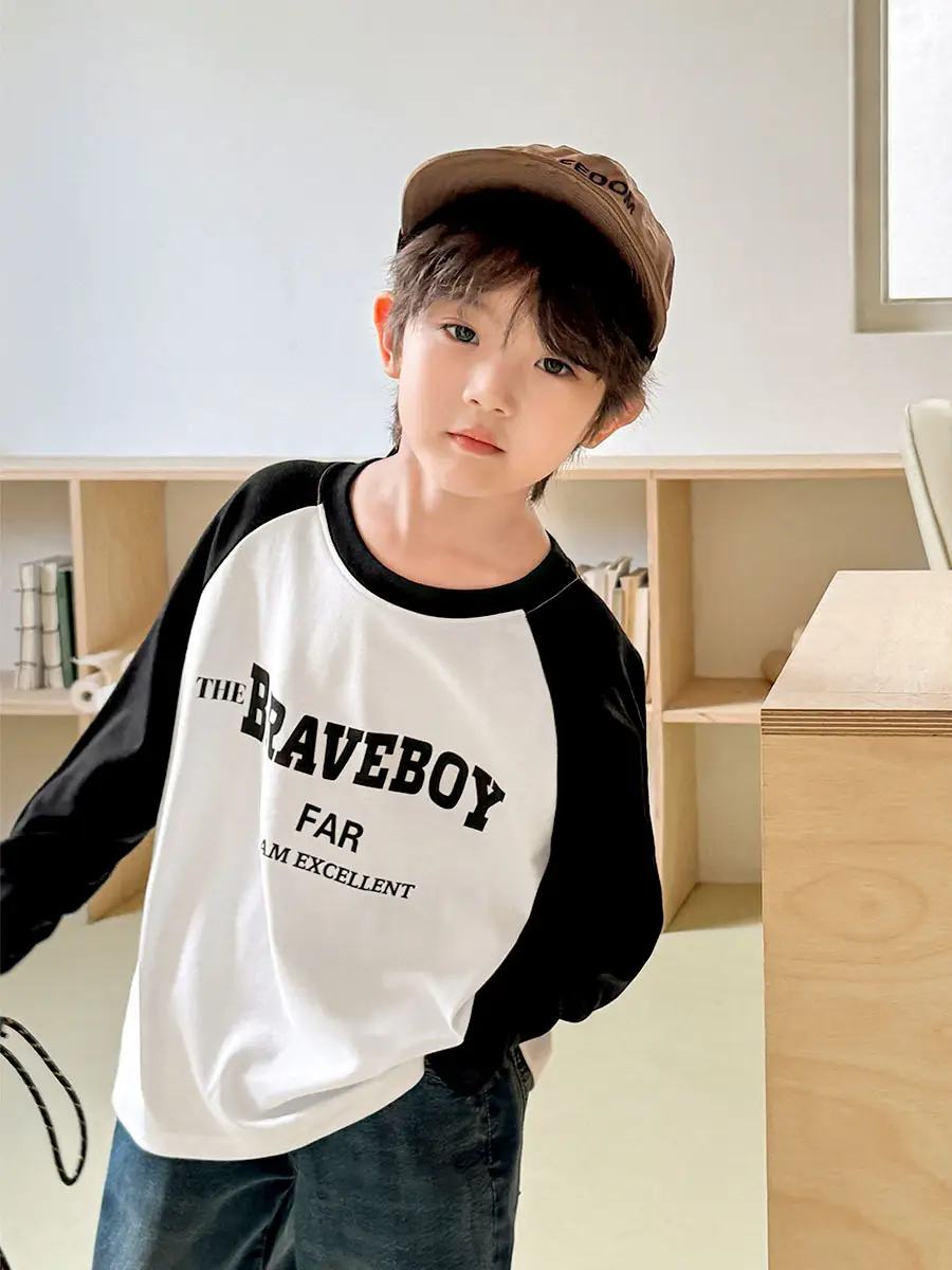 Boys Raglan Sleeve T-Shirt Red Pants Set Spring Outfit - Image 3