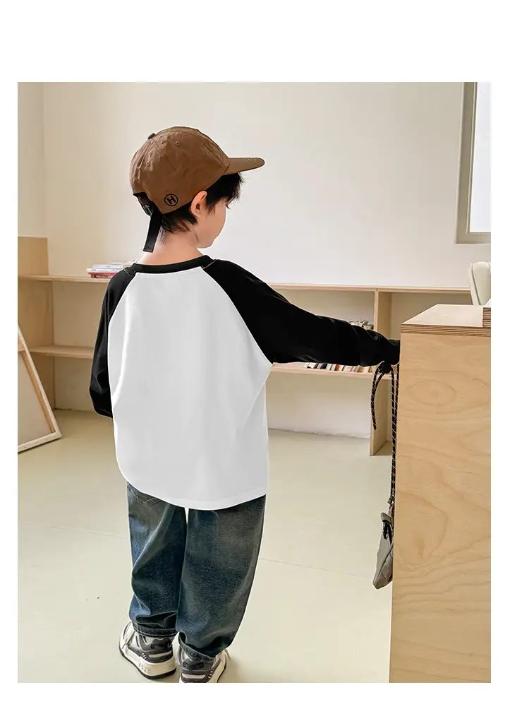 Boys Raglan Sleeve T-Shirt Red Pants Set Spring Outfit — feature 8