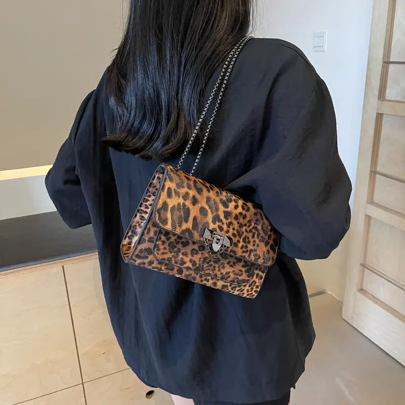 Leopard Print 2024 Women's Chain Shoulder Bag