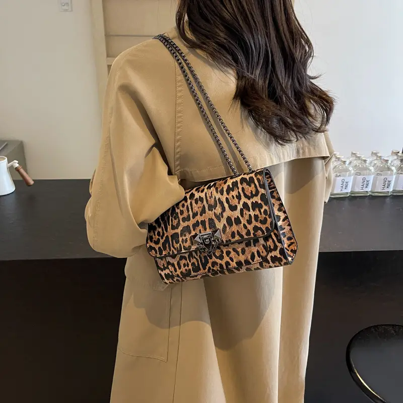 Leopard Print 2024 Women's Chain Shoulder Bag