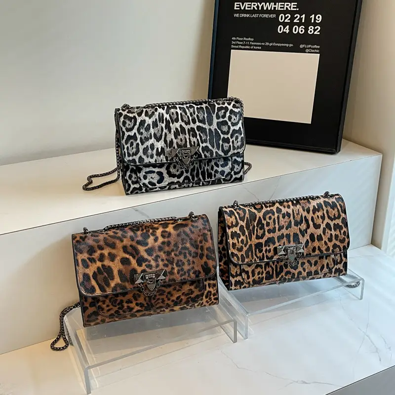 Leopard Print 2024 Women's Chain Shoulder Bag