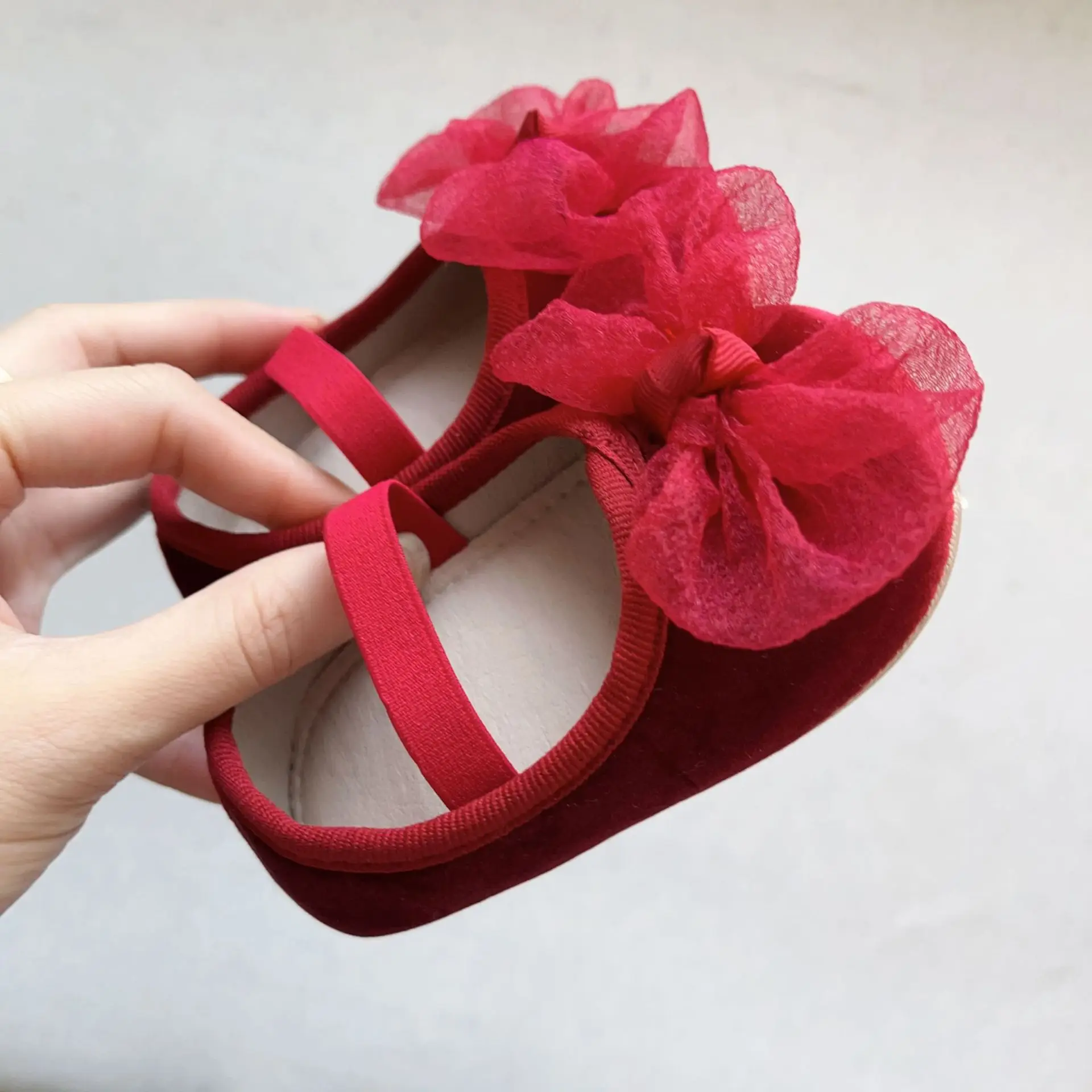 Red Bow Baby Shoes for Kids Non-Slip Elastic