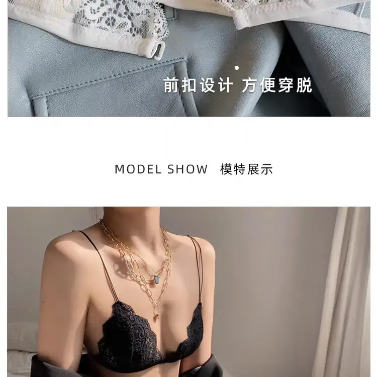 Women's Ultra-Thin Lace Triangle Cup Bra with Front Buckle — feature 12