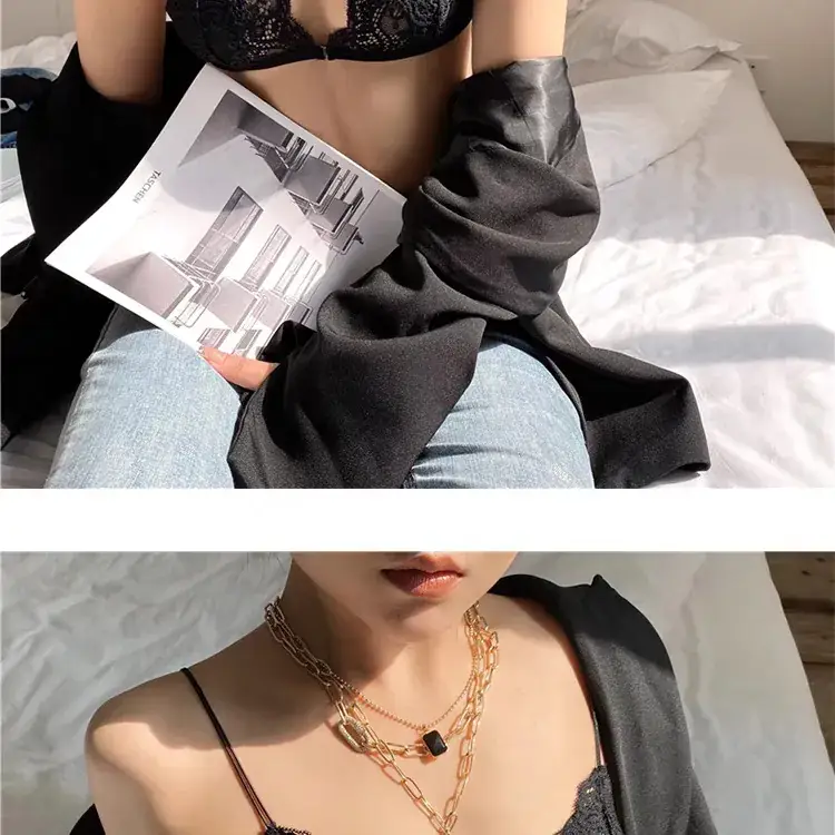 Women's Ultra-Thin Lace Triangle Cup Bra with Front Buckle — feature 14
