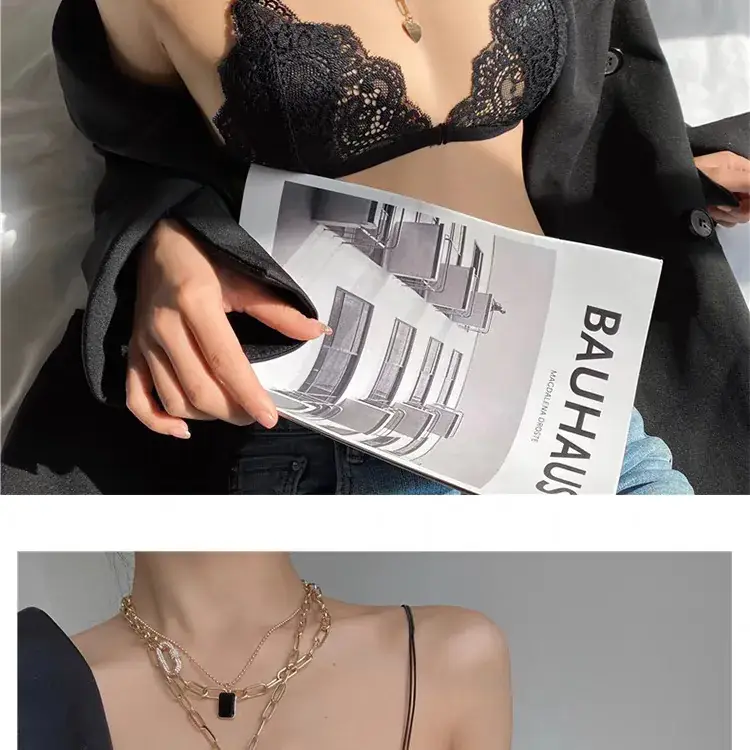 Women's Ultra-Thin Lace Triangle Cup Bra with Front Buckle — feature 15