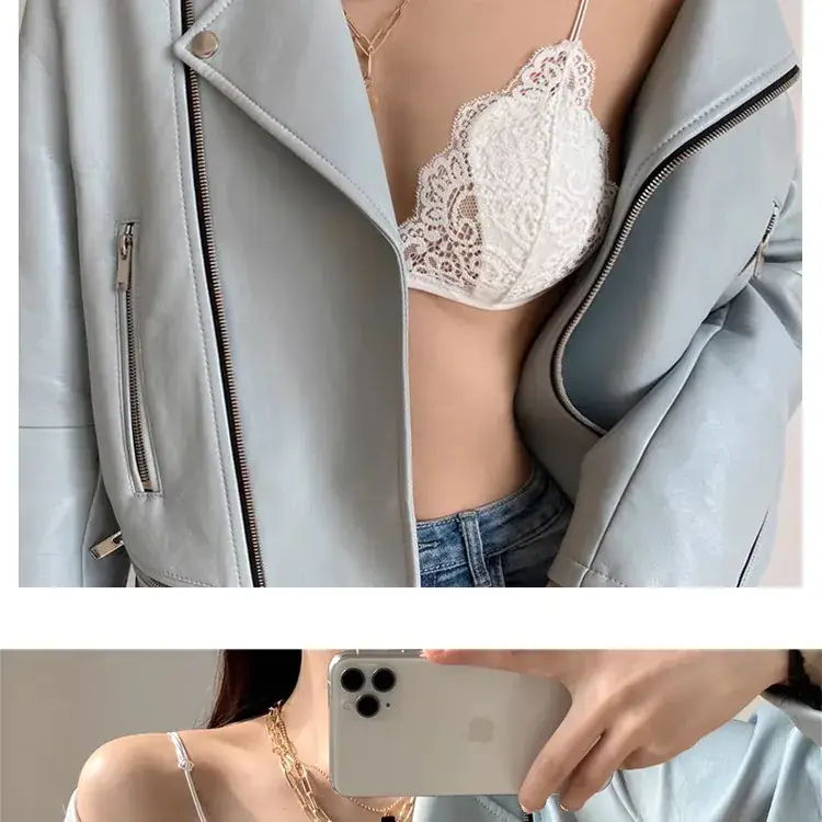 Women's Ultra-Thin Lace Triangle Cup Bra with Front Buckle — feature 17