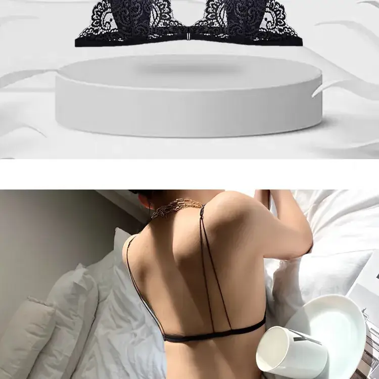 Women's Ultra-Thin Lace Triangle Cup Bra with Front Buckle — feature 3