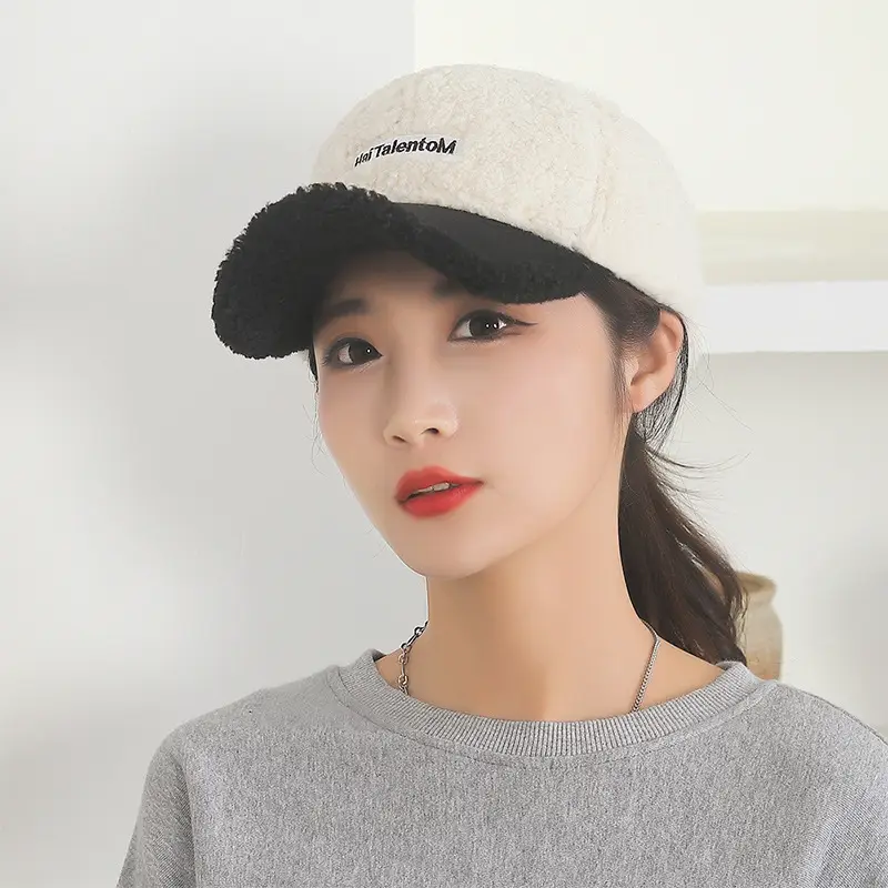 Women's Warm Lamb Wool Baseball Cap Brown