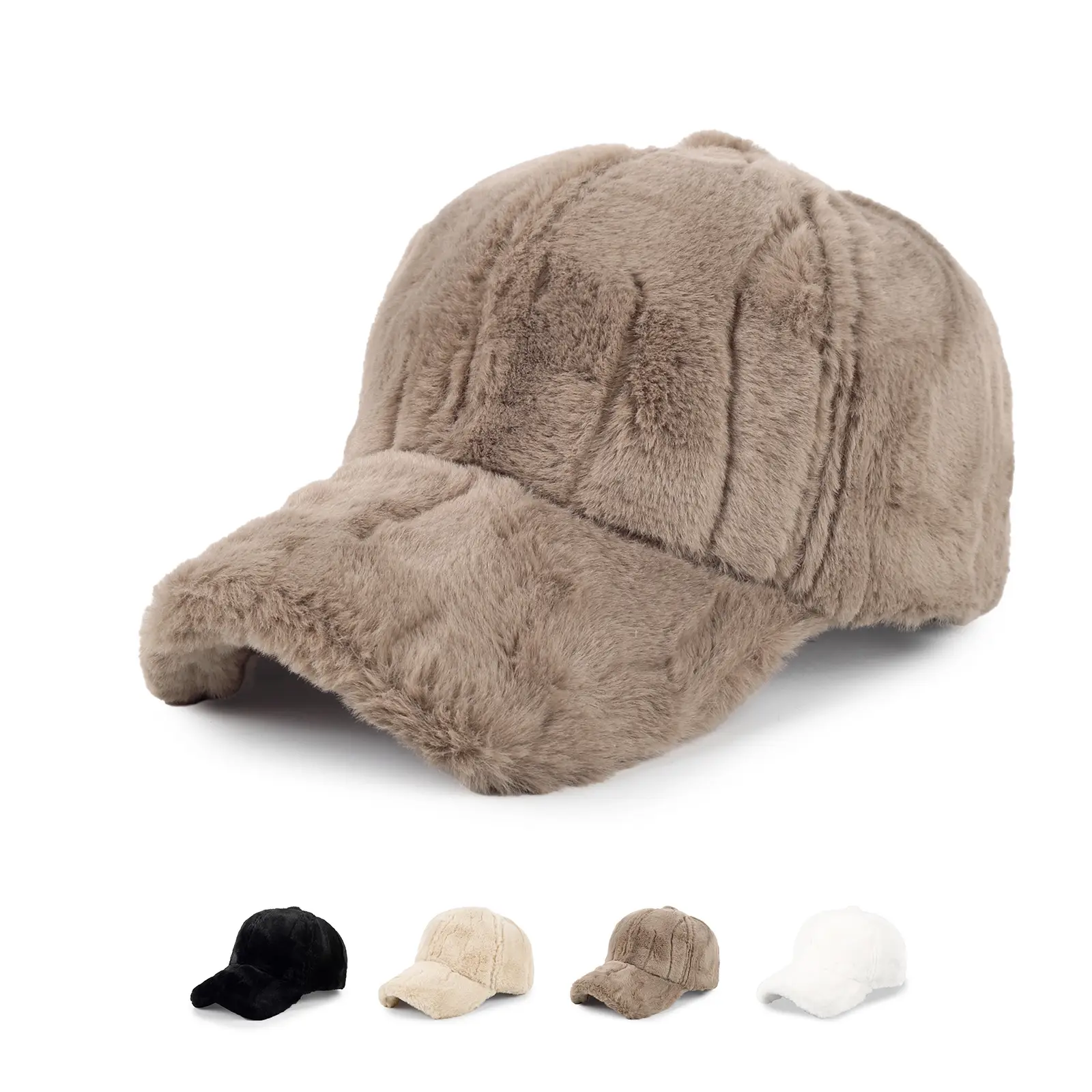 Plush Women's Winter Cap Beige High Color — feature 5