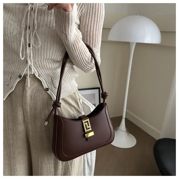 Women's Beige Underarm Bag with Gold Clasp — feature 10