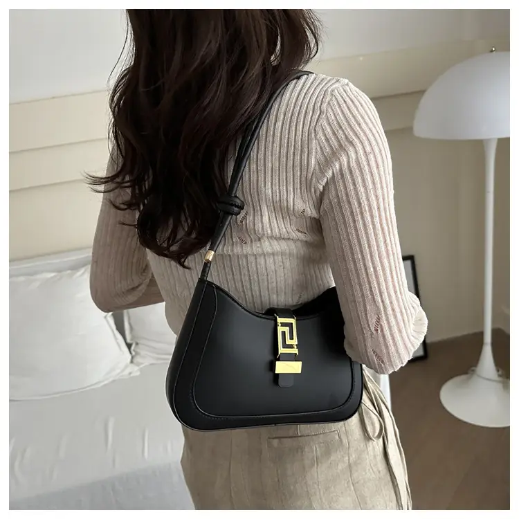 Women's Beige Underarm Bag with Gold Clasp — feature 14