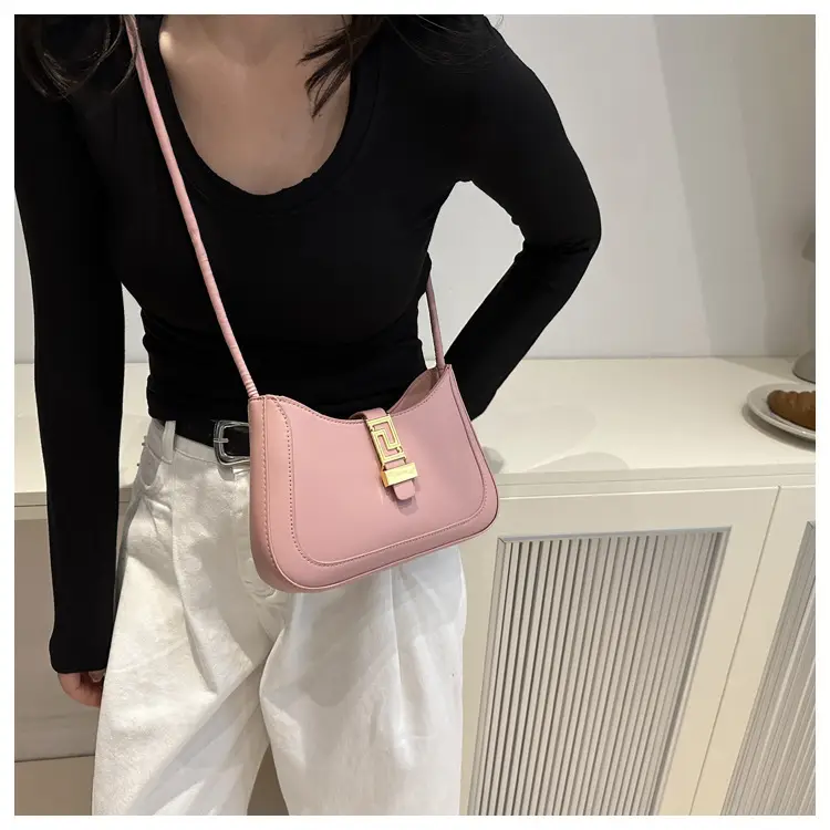 Women's Beige Underarm Bag with Gold Clasp — feature 20