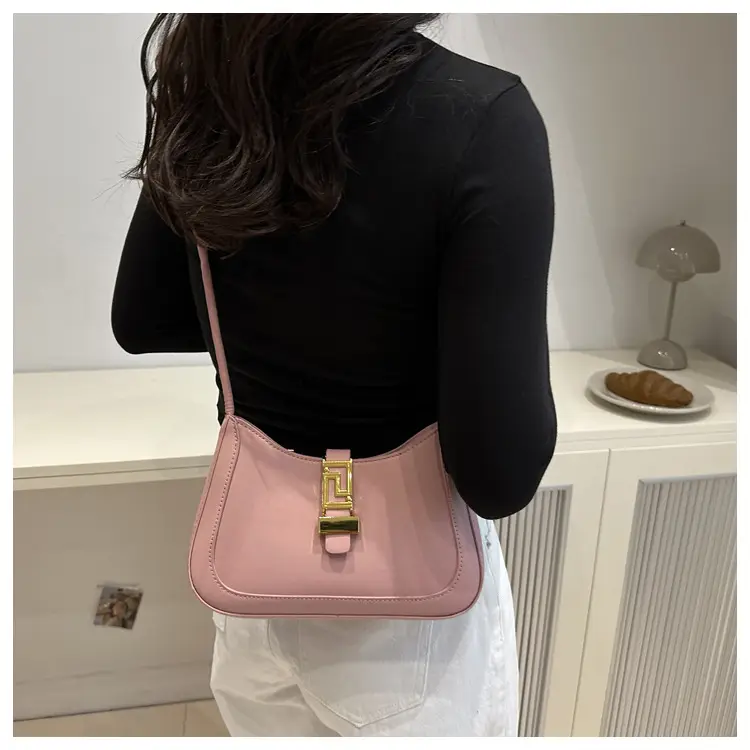 Women's Beige Underarm Bag with Gold Clasp — feature 21