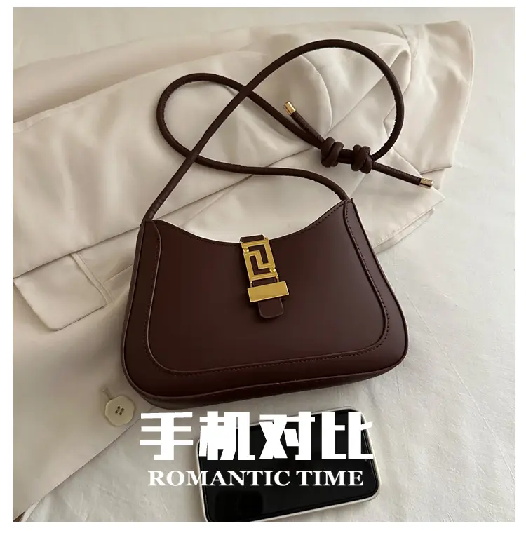 Women's Beige Underarm Bag with Gold Clasp — feature 6