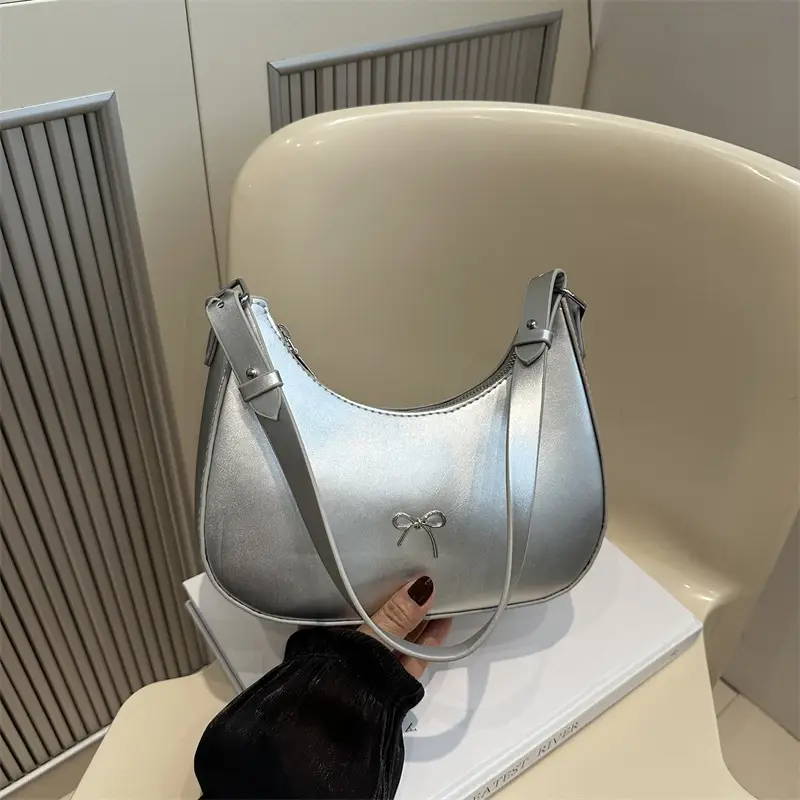 Women's White Crescent Shoulder Bag 2024 Autumn - Image 9