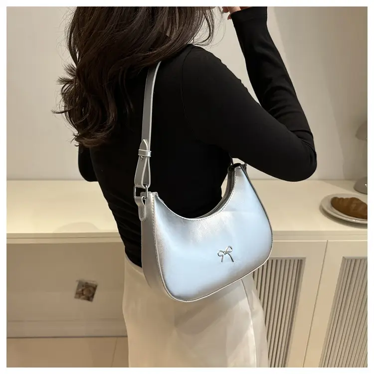 Women's White Crescent Shoulder Bag 2024 Autumn — feature 11
