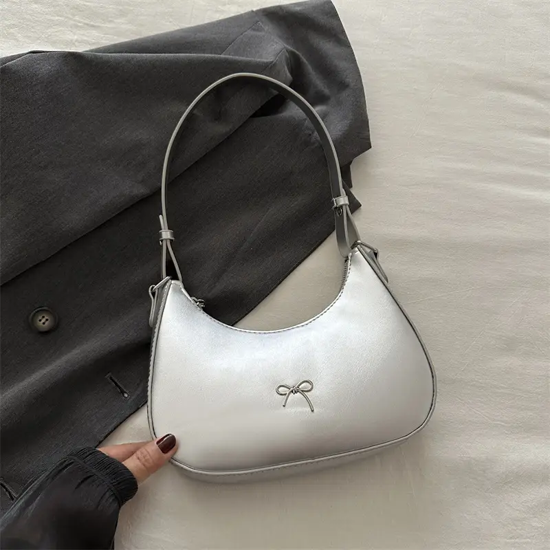 Women's White Crescent Shoulder Bag 2024 Autumn - Image 6