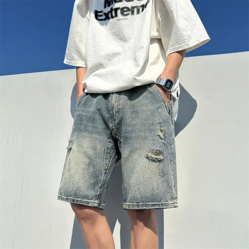 Men's American Vibe Ripped Denim Shorts - Image 2