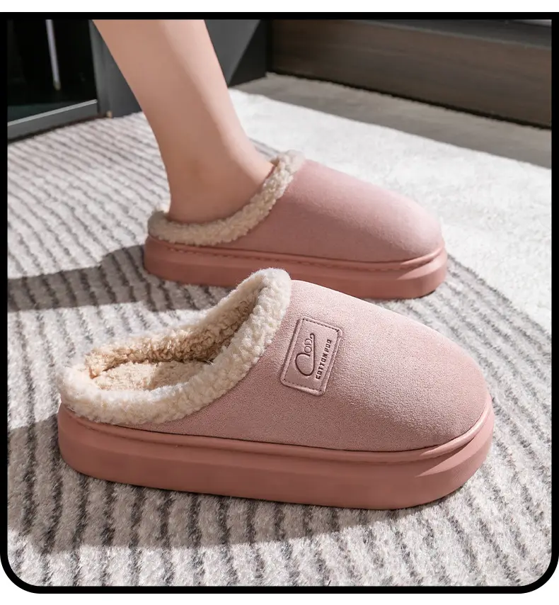Winter Plush Cotton Slippers Women's Home Non-slip fleece-lined Thick Bottom Warm Non-freezing Foot Couple's Advanced Sense Moon Cotton Shoes — feature 19