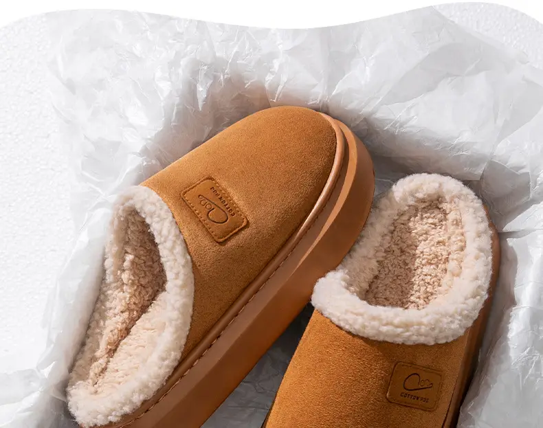 Winter Plush Cotton Slippers Women's Home Non-slip fleece-lined Thick Bottom Warm Non-freezing Foot Couple's Advanced Sense Moon Cotton Shoes — feature 27