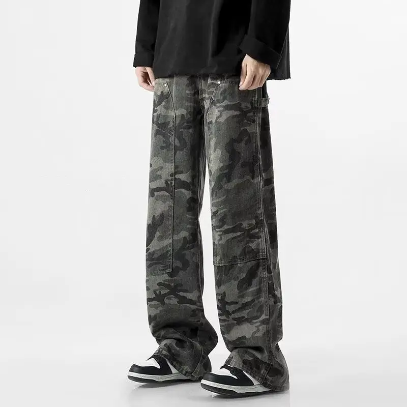 Men Camouflage Straight Leg Pants Spring Autumn High Street — feature 6