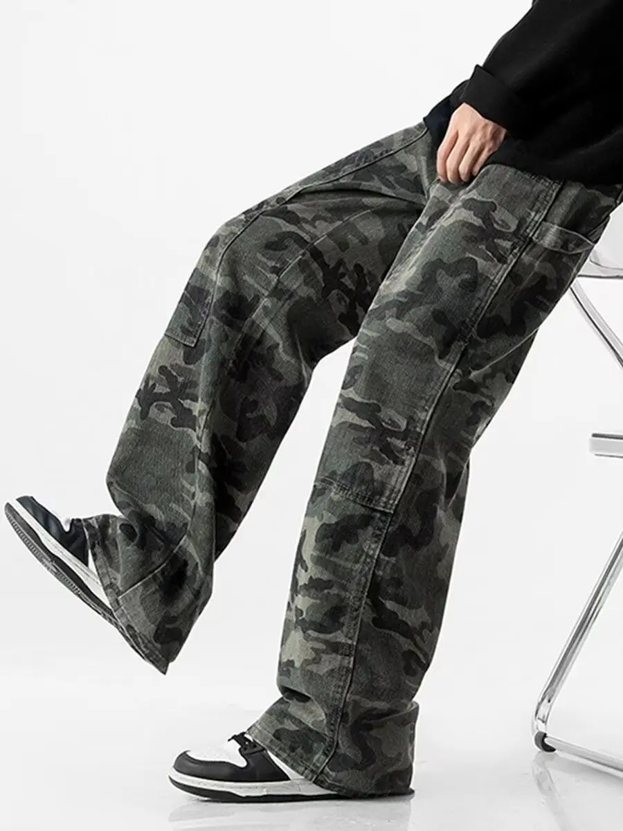 Men Camouflage Straight Leg Pants Spring Autumn High Street — feature 8