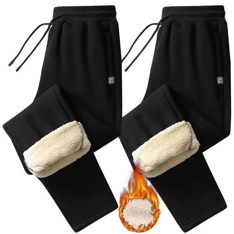 Men's Fleece Lined Thick Sweatpants Black Plus Size — feature 5