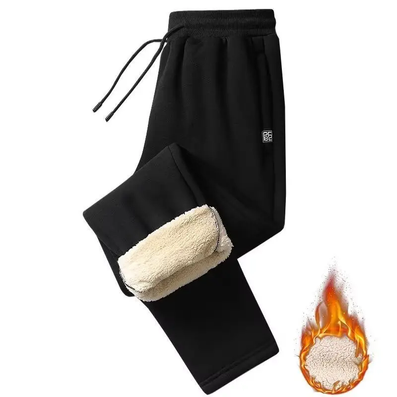 Men's Fleece Lined Thick Sweatpants Black Plus Size - Image 2
