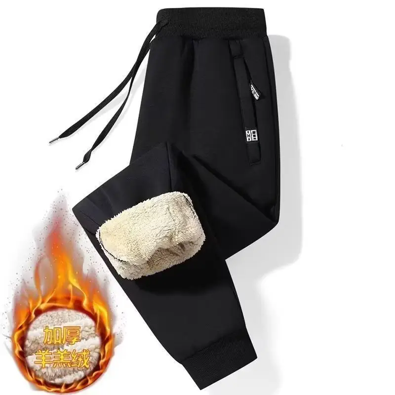 Men's Fleece Lined Thick Sweatpants Black Plus Size - Image 4