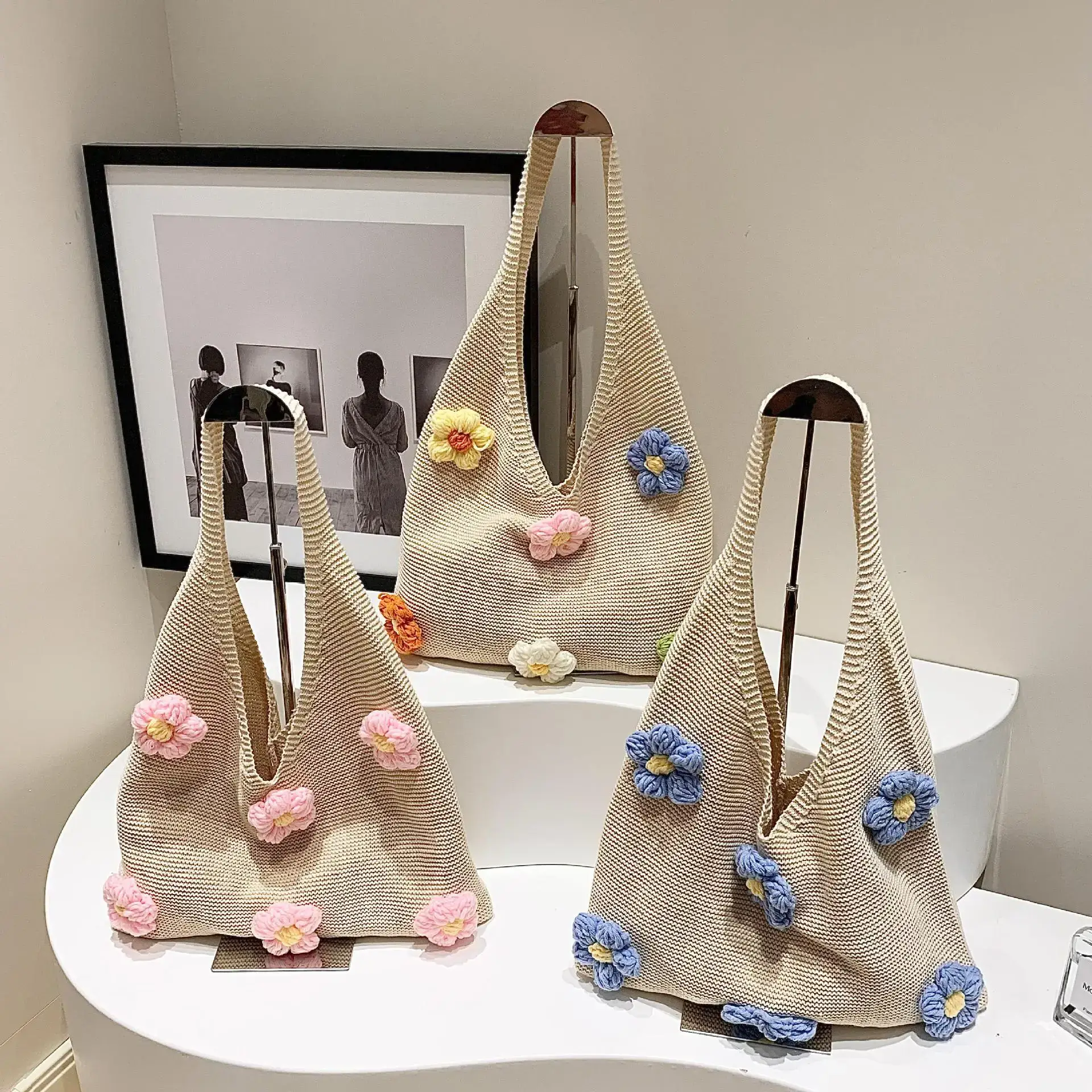 Summer Knitted Flower Shoulder Bag Large Capacity Women - Image 7