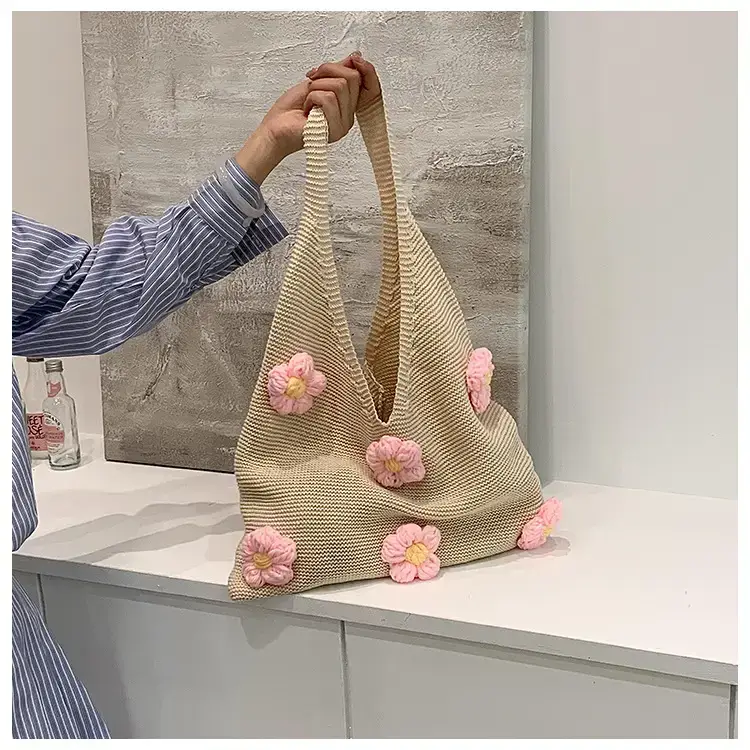 Summer Knitted Flower Shoulder Bag Large Capacity Women — feature 13