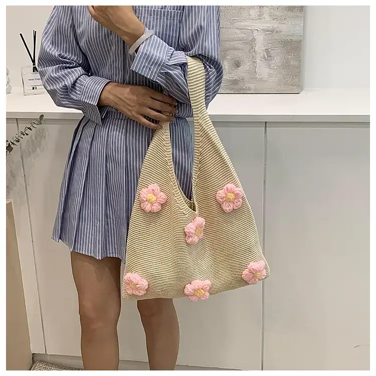 Summer Knitted Flower Shoulder Bag Large Capacity Women — feature 14