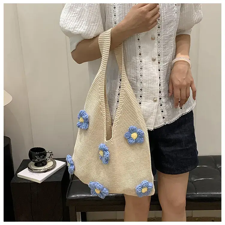 Summer Knitted Flower Shoulder Bag Large Capacity Women — feature 15
