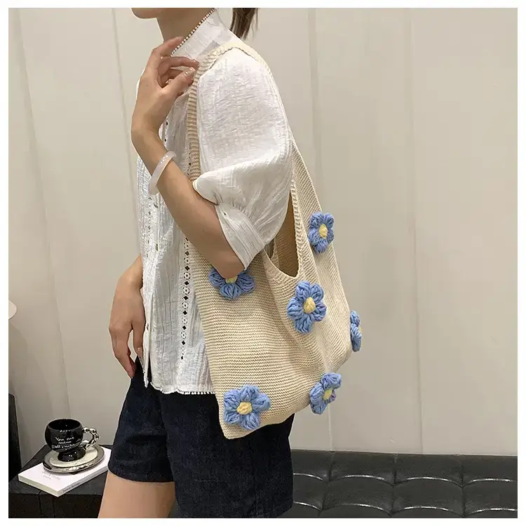 Summer Knitted Flower Shoulder Bag Large Capacity Women — feature 16