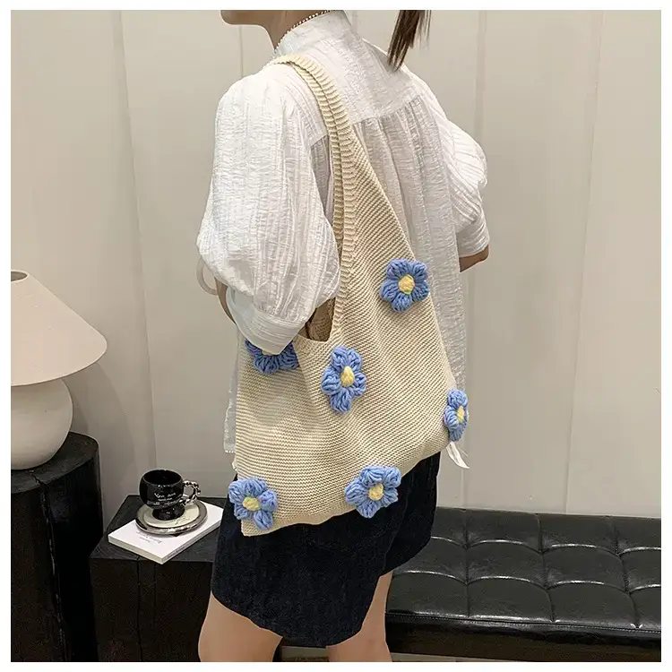 Summer Knitted Flower Shoulder Bag Large Capacity Women — feature 17