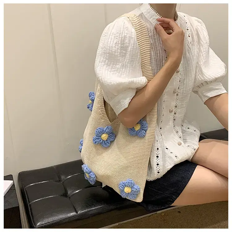 Summer Knitted Flower Shoulder Bag Large Capacity Women — feature 18