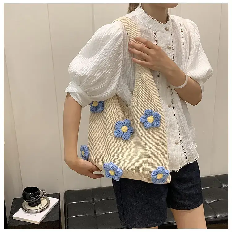Summer Knitted Flower Shoulder Bag Large Capacity Women — feature 19