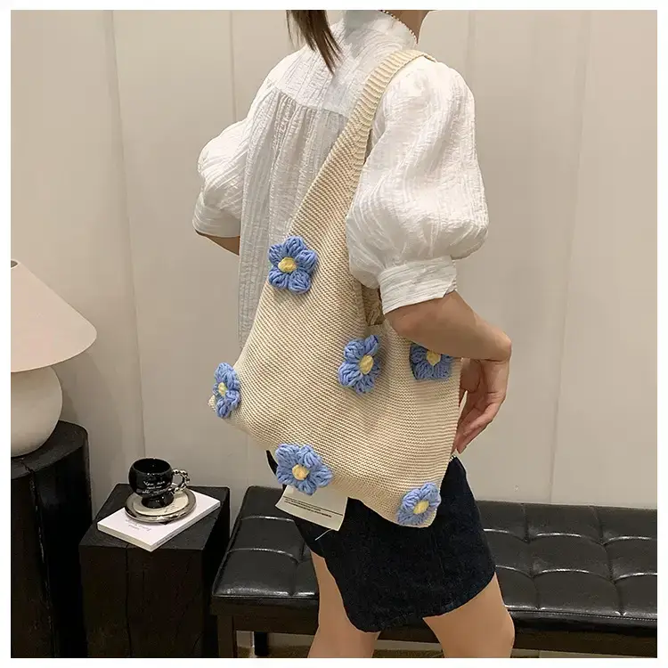 Summer Knitted Flower Shoulder Bag Large Capacity Women — feature 20