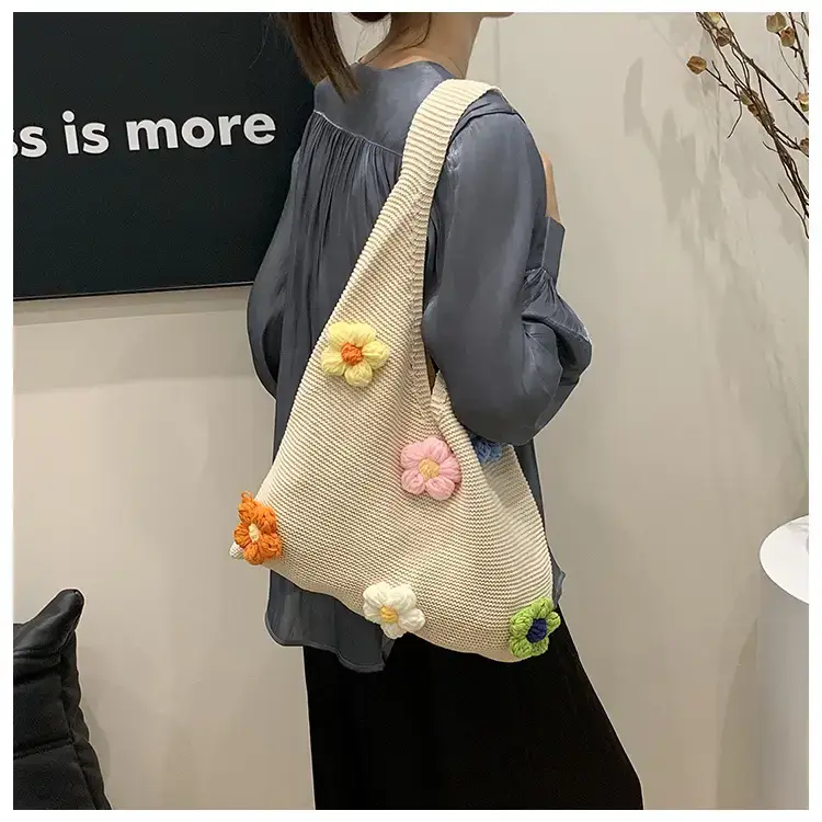 Summer Knitted Flower Shoulder Bag Large Capacity Women — feature 22